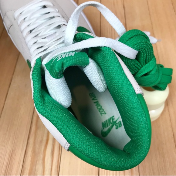 Nike SB Zoom Blazer Mid White Green Skate Shoes - Picture 4 of 5